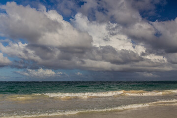 Fototapeta na wymiar Clouds at Bavaro beach, Dominican Republic