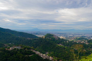 Fototapeta na wymiar Aerial view of the favelas and the city of rio de janeiro