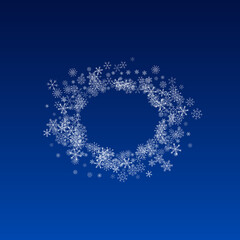 Gray Snowfall Vector Blue Background. magic 