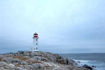 Peggy's Point Lighthouse calm overcast day