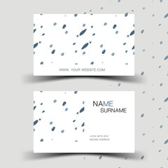 Minimal business card design. With inspiration from the abstract.  White and blue colour on the gray background. Vector illustration. 