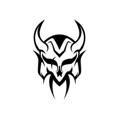 Devil Mask in white Background and black Lineart, can use for tattoo, logo, and more