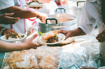 Free food for poor and homeless people: concept of sharing
