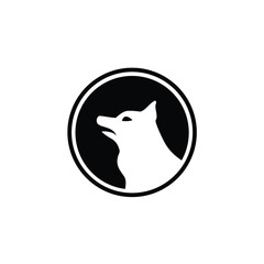 Illustration dog animal pet silhouette in the circle shape logo design