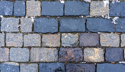 Paving stones on Red Square in Moscow as a natural background