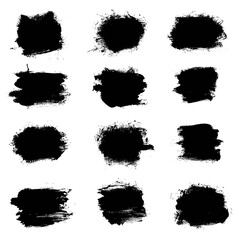 Vector grunge collection black brush stroke place for text.