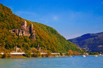Burg Ehrenfels castle, Rhein valley, Germany.