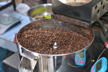 coffee grinder and beans