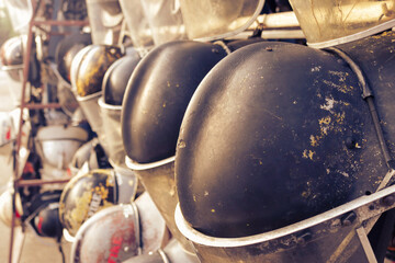 Firefighter's hat is available, placed in preparation.