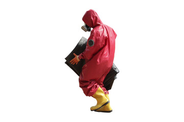 Firefighter isolated on white scene