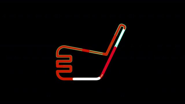 Circles gather in symbol golf club. After it crumbles in a line and moves to the camera. Alpha channel black