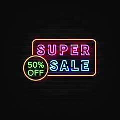 Super Sale Neon Signs Vector