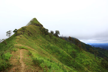 Natural background top view point of khao chang pueng mountain, the famouse adventure and trekking place in Thailand