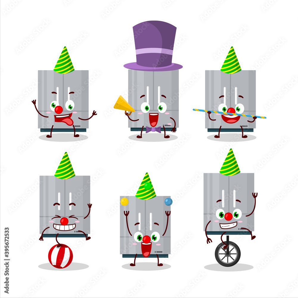 Sticker Cartoon character of refrigerator with various circus shows