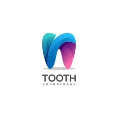 Tooth dental logo gradient colorful abstract design vector