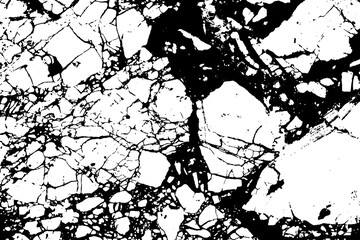 Black and white marble cracks simple texture. Vector illustration.