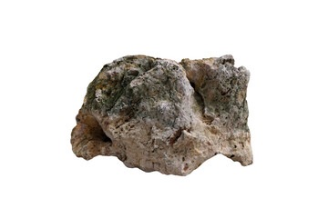 Sponge stones are used to decorate natural gardens, used for gardens with waterfalls. Used as a decoration for the Fern family tree. perlite rock isolated on white background.