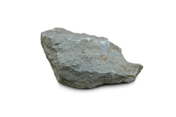 A piece of Andesite rock isolated on white background, Andesite is an extrusive volcanic rock of intermediate composition.
