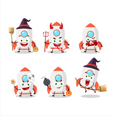 Halloween expression emoticons with cartoon character of white rocket firecracker