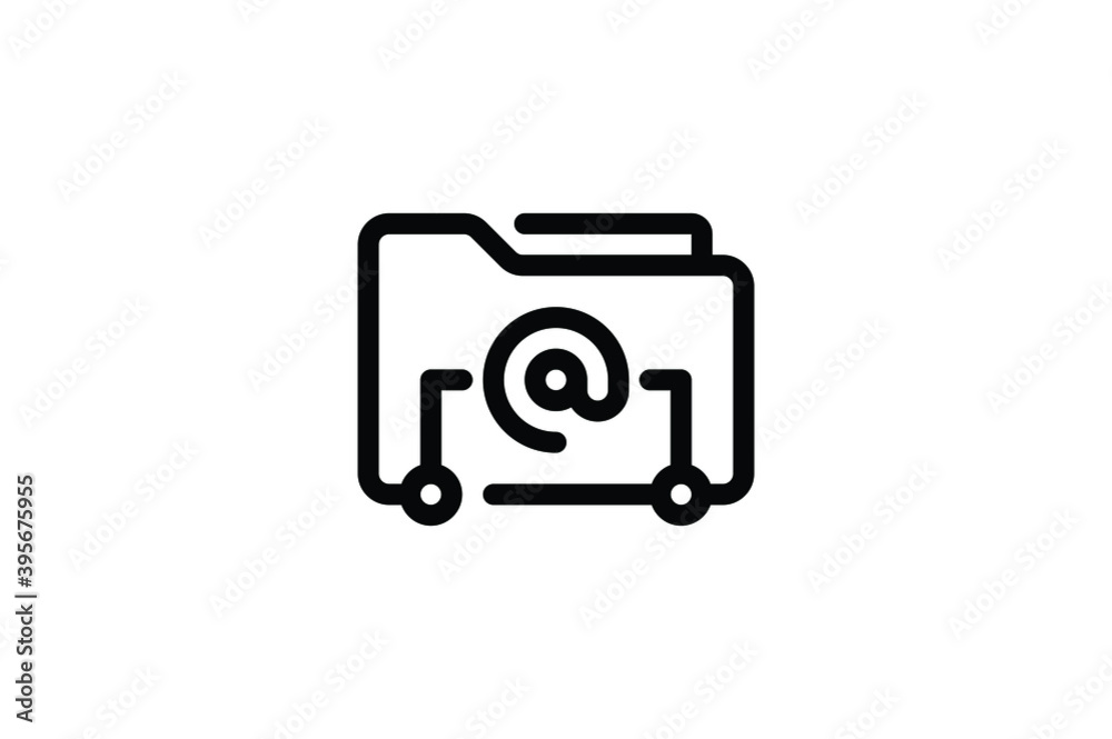 Sticker hacker outline icon - folder mail