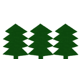 Three Christmas trees on white background