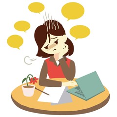 Woman and Workplace Depression Vector Graphic Illustration