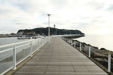 Obraz premium 片瀬漁港桟橋