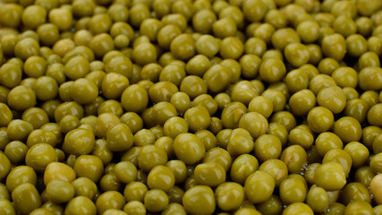 canned green peas top view. ingredient ford Olivier salad