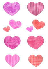 水彩手描きのハート(セット素材)