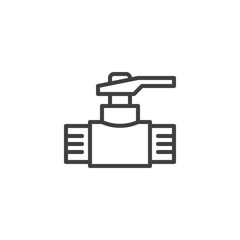 Water tap line icon. linear style sign for mobile concept and web design. Pipe with valve outline vector icon. Symbol, logo illustration. Vector graphics