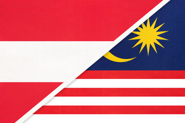 Austria and Malaysia, symbol of national flags from textile.
