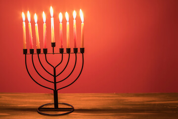 hanukkah menorah with candles