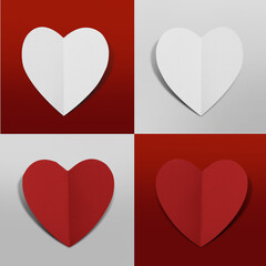 Paper hearts on color background. Valentines Day celebration