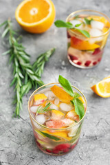 Glasses of citrus mojito on  table