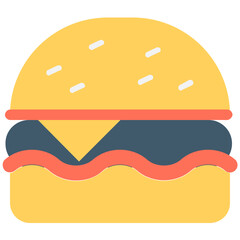
Hamburger filled with stuffed patty, flat icon
