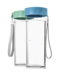Bottles of clean water on white background