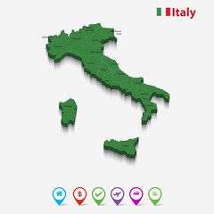 Italy 3d flags map and vector design, Background Italy Map, Italy Background Design, Italy flags