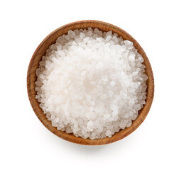 Fototapeta na wymiar Bowl with salt on white background