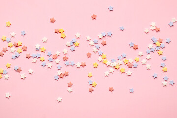 Sweet sprinkles on color background