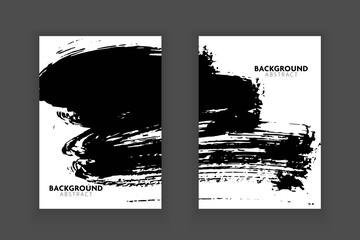 Vector grunge flyer template black and white abstract banner background.