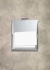 Closed card holder isolated on concrete background