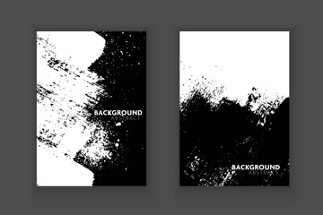 Vector abstract black and white backgroun,brush stroke and stain,flyer grunge style.