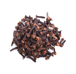 heap of dried cloves, isolated on white background