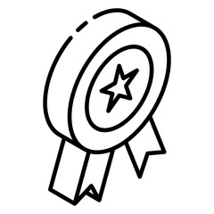 
Appreciation label, glyph isometric icon of star badge 
