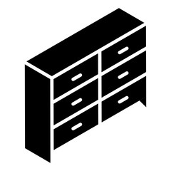 
Wooden closet icon in glyph isometric style 
