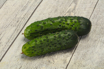 Ripe fresh green two cucumbers