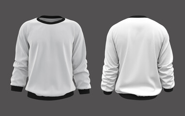 Blank sweatshirt mock up in front, and back views, isolated on grey, 3d rendering, 3d illustration