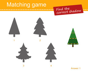 1443_Find correct shadow. Educational game for children. Flat cartoon style
