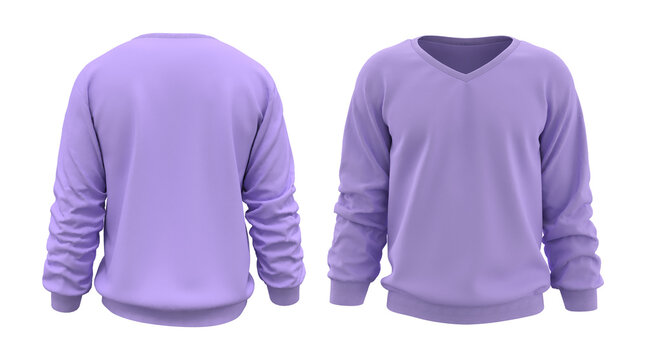 Blank sweatshirt mock up template in front, and back views, isolated on white, 3d rendering, 3d illustration