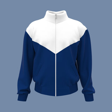 Blank windrunner jacket mockup front view, 3d illustration, 3d rendering